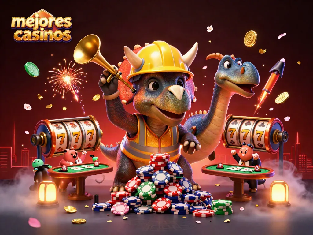 Disfruta de los mejores casinos con juegos emocionantes y apuestas estratégicas en esta ilustración vibrante.