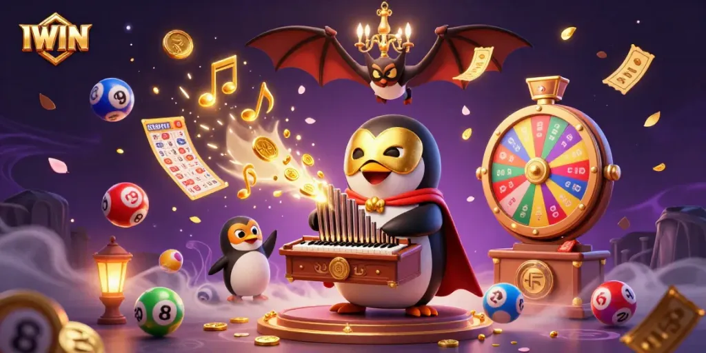 IWIN spins golden casino fortune in a vibrant lottery-themed 3D illustration