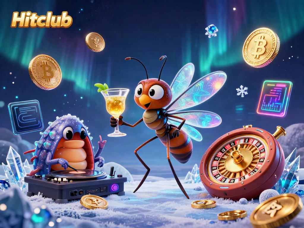 Hitclub brings excitement to the casino with a vibrant scene featuring a mosquito mascot and a trilobite DJ.