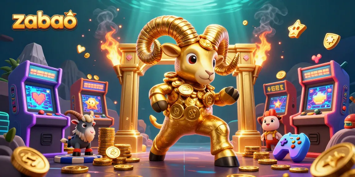 Engage in exhilarating gaming at zaobao with animated golden ram charging through shimmering casino elements.