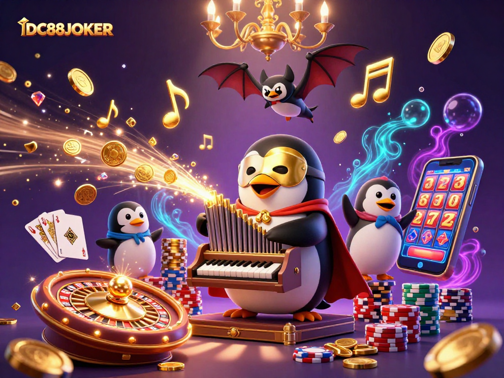 Winning big with IDC88JOKER: a vibrant 3D casino scene filled with golden coins and immersive gaming elements.