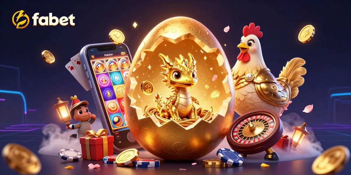 Experience fabet thrills with a golden dragon guarding poker chip treasures, amidst vibrant casino action.