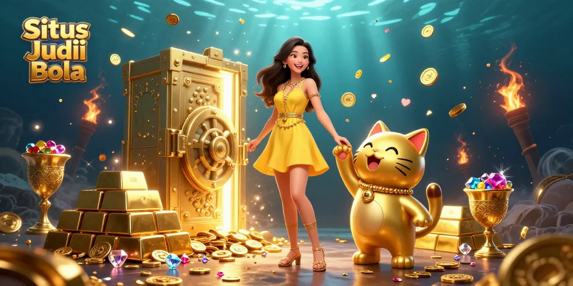 Experience the excitement of Situs Judi Bola with joyous gameplay and golden treasures in a vibrant digital scene.