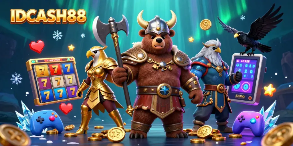 Experience thrilling gameplay with IDCASH88 featuring dynamic characters and vibrant casino elements.