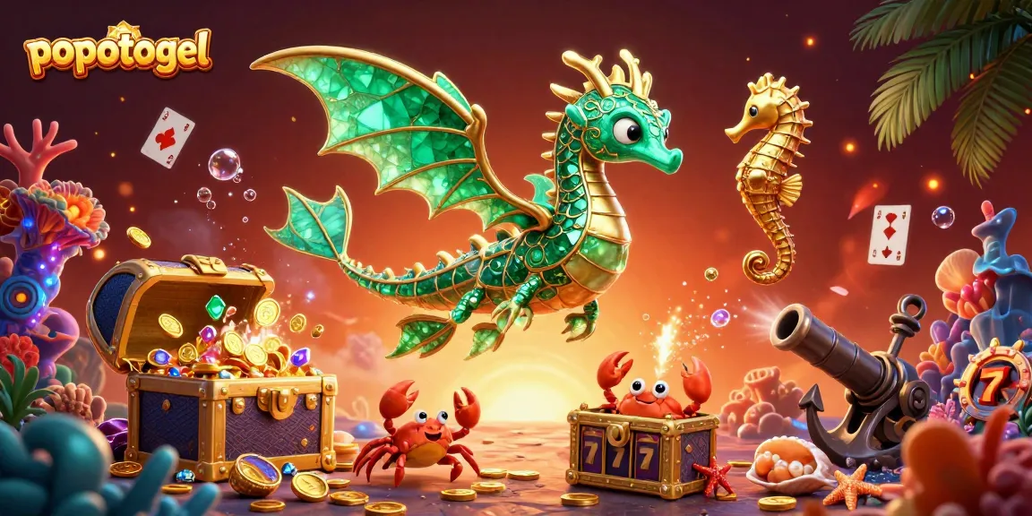 Experience popotogel excitement with a dazzling 3D illustration of a vibrant casino world.