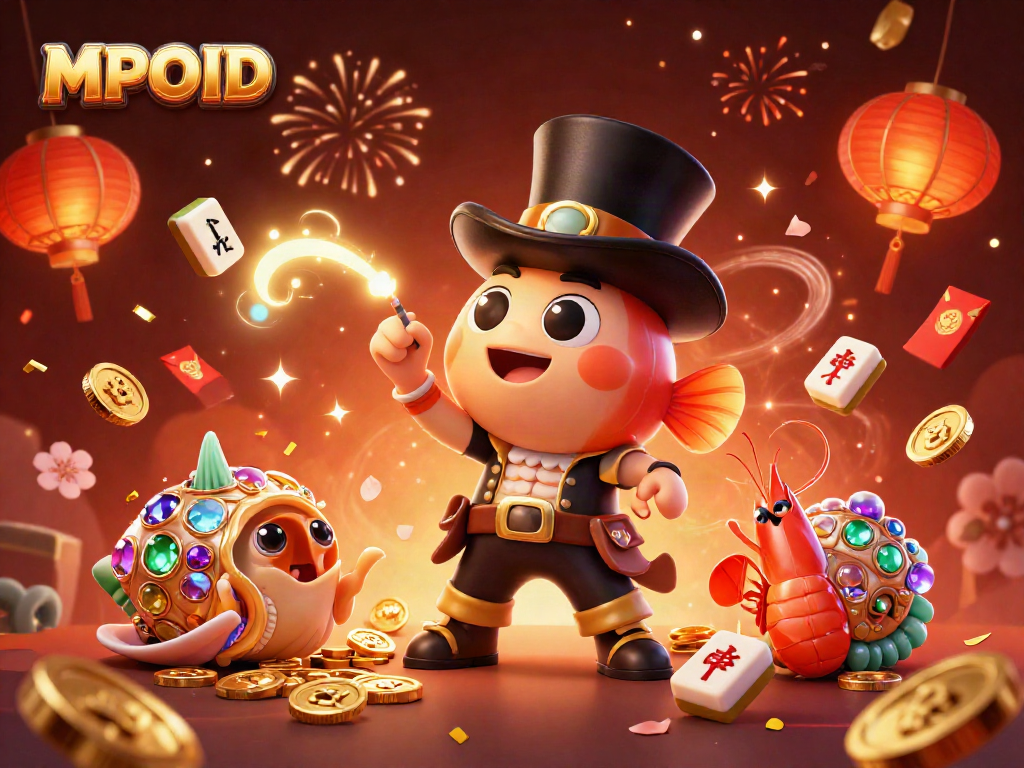 Engage with MPOID's online gaming experience, featuring whimsical sea creatures celebrating wins.