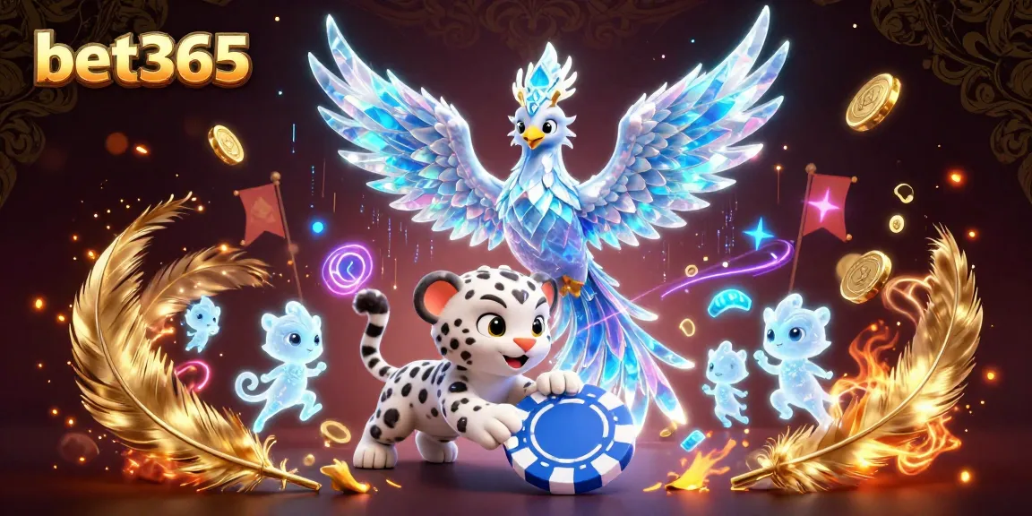 Experience thrilling bets with bet365 as an ice phoenix and friends illuminate the casino.