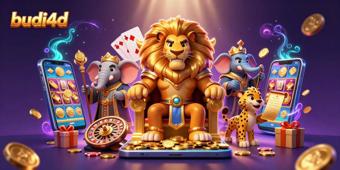 Experience exciting slot action with budi4d in a vibrant 3D adventure featuring a lion king and dynamic casino elements.