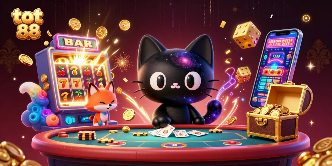 Experience excitement at tot 88 with vibrant 3D casino illustration, showcasing dynamic gambling action.