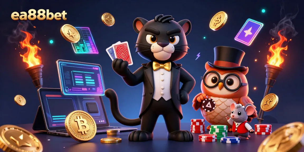 Engage in winning strategies at ea88bet with 3D cartoon characters in a vibrant casino scene.