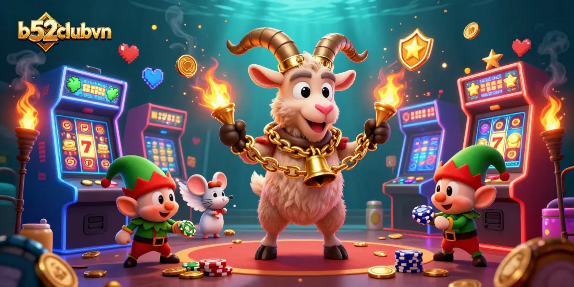 Engage with thrilling gaming moments at b52clubvn with festive characters in a vivid casino scene.