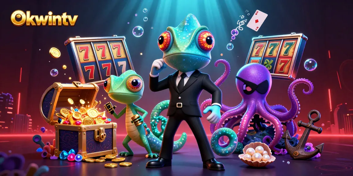 Okwintv showcases a thrilling 3D scene with dynamic casino elements for an engaging experience.