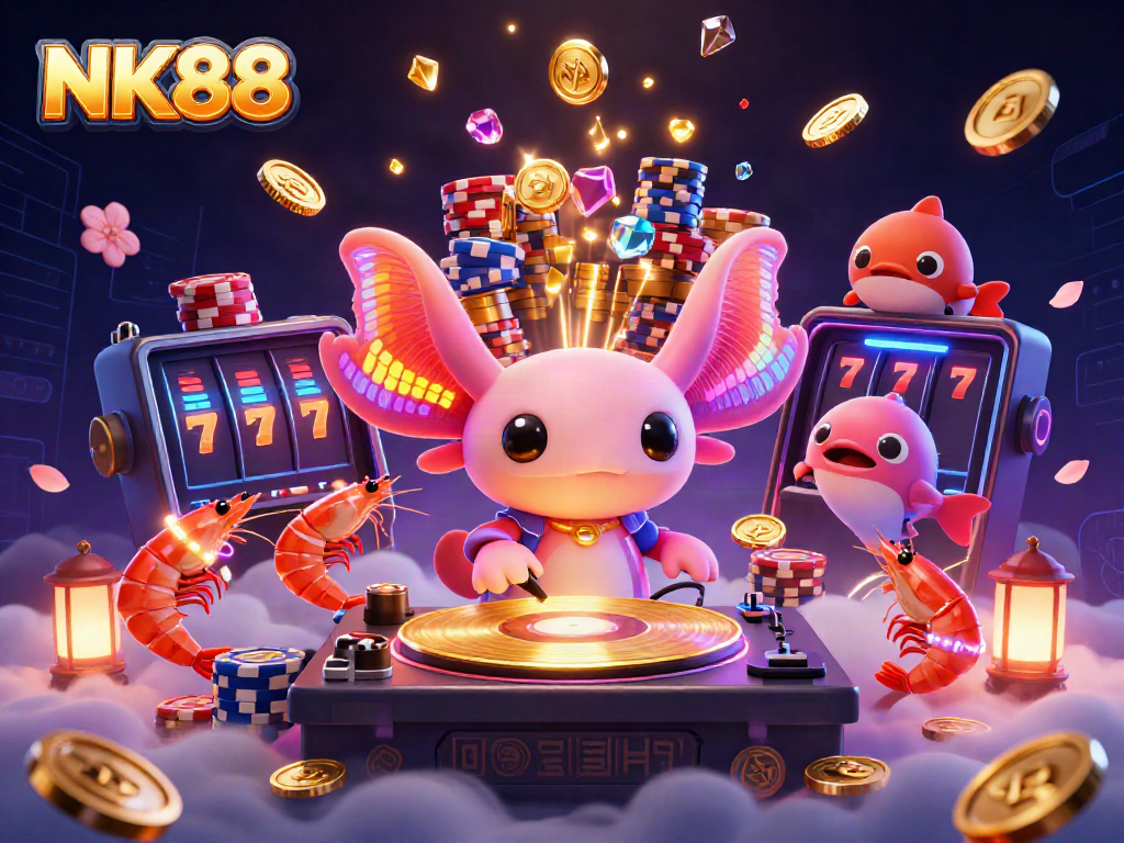 Experience NK88's vibrant casino atmosphere with lively characters and dazzling game elements.