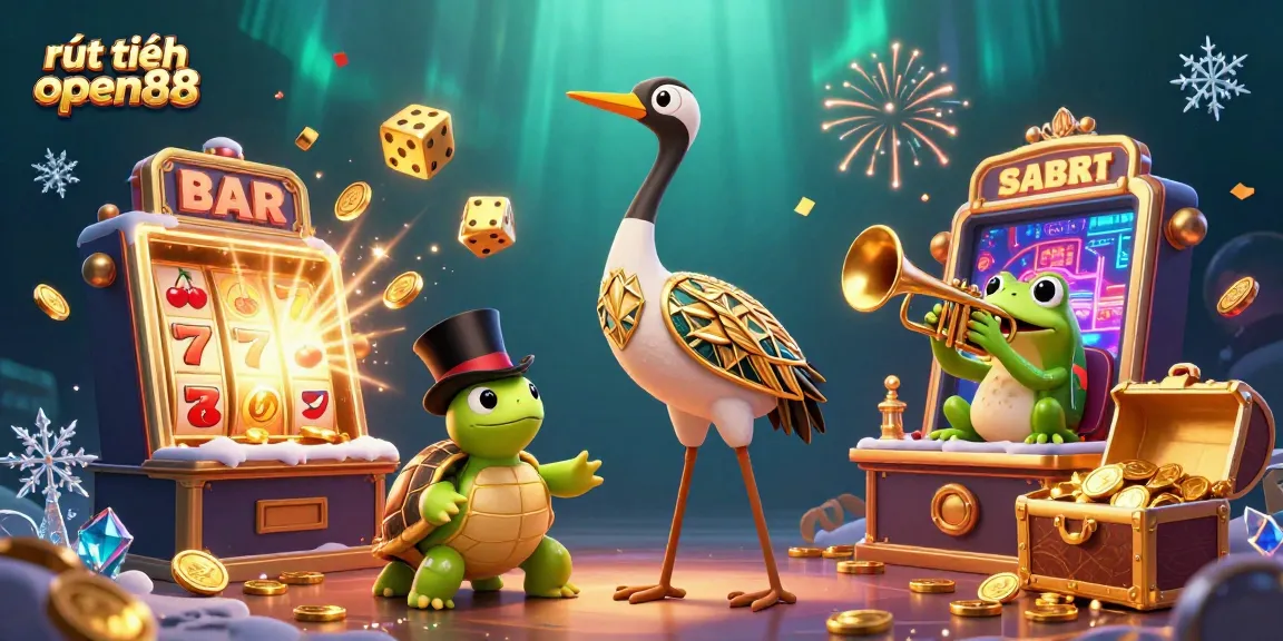 Experience rút tiền open88 with a vibrant casino scene featuring characters and animated game elements.