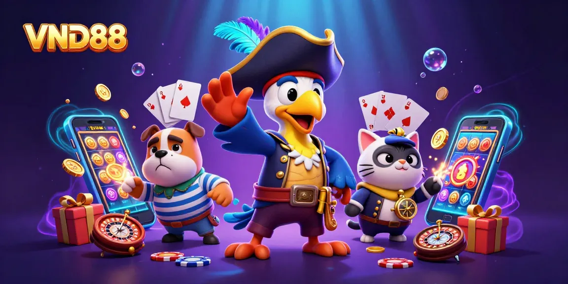 Experience thrilling gameplay with VND88's captivating casino scene featuring colorful slot games.
