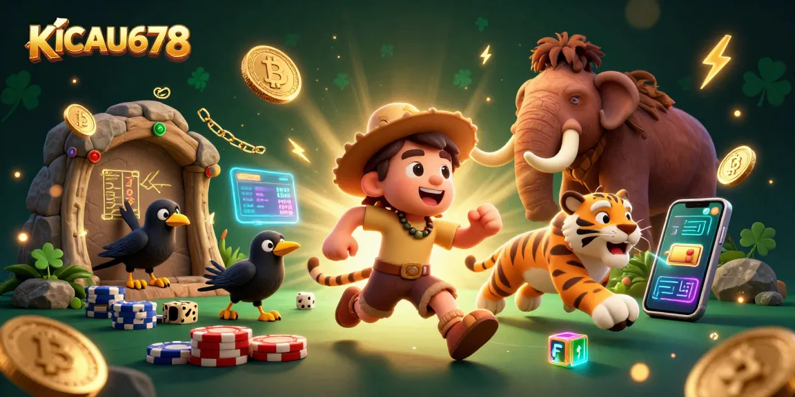 KICAU678 showcases a dynamic prehistoric casino run by a caveman and sabertooth tiger with Bitcoin elements.
