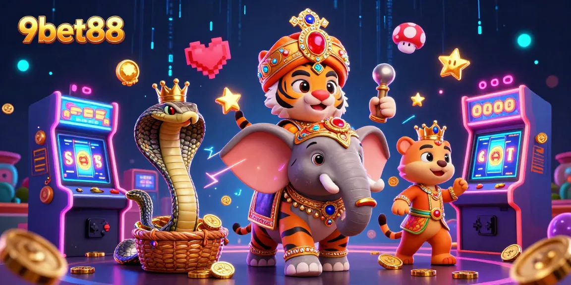 Experience thrilling gameplay at 9bet88 with colorful slot machines and vibrant 3D elements.