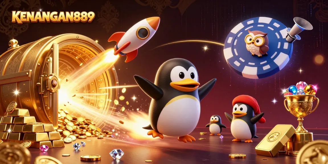 Engage with KENANGAN889 through exciting digital gaming adventures featuring a rocket-powered penguin and treasure treasures.