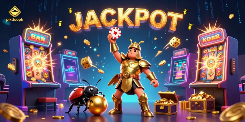 Experience excitement with piktotoapk as the heroic beetle triumphantly lifts a poker chip.