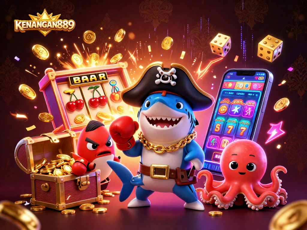 Play exciting games at KENANGAN889 with vibrant characters and rich casino scenes filled with winnings.
