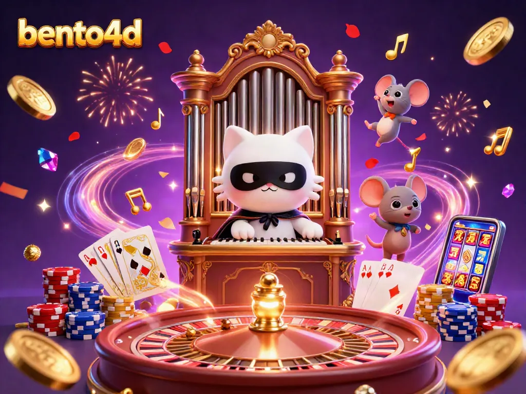 Engage with bento4d in this vibrant illustration of a casino scene filled with excitement and winning moments.