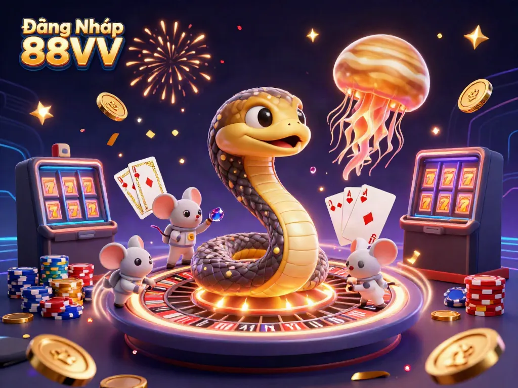 Engage in thrilling gaming at Đăng Nhập 88VV with colorful poker chips and spinning roulette.