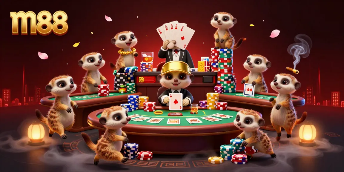 Experience the thrill of m88 casino with meerkats running a dynamic casino operation filled with game elements.