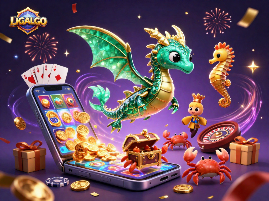 LIGALGO's vibrant sea dragon showcases thrilling online casino entertainment with slots and prizes