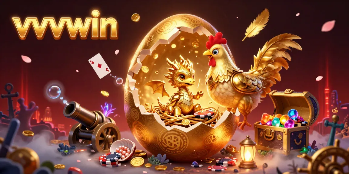 Engage with vvvwin's thrilling gaming experience featuring a golden dragon amidst poker chips.