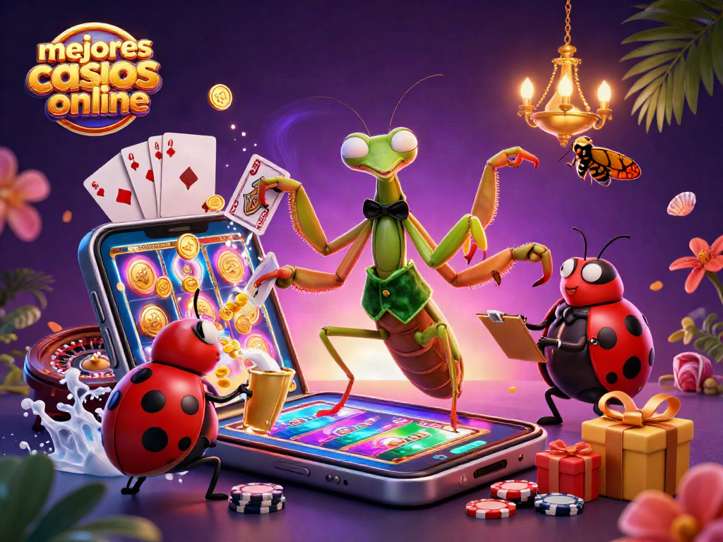 Gana en los mejores casinos online mientras disfrutas de una vibrante escena de juego animada.