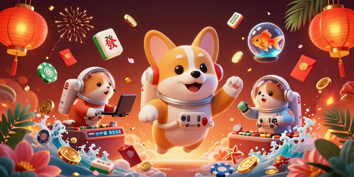 Engage with the exhilarating nohu casino experience featuring a floating corgi and vibrant elements.