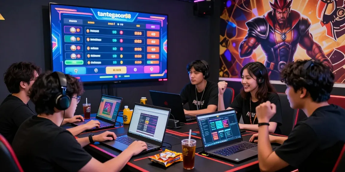 Situs tantegacor88 - Suasana ceria di ruang bermain online dengan teman-teman, penuh semangat.