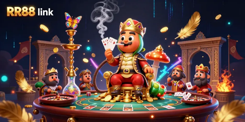 Experience thrilling gameplay with RR88 link in a vibrant casino scene featuring dynamic characters and elements.