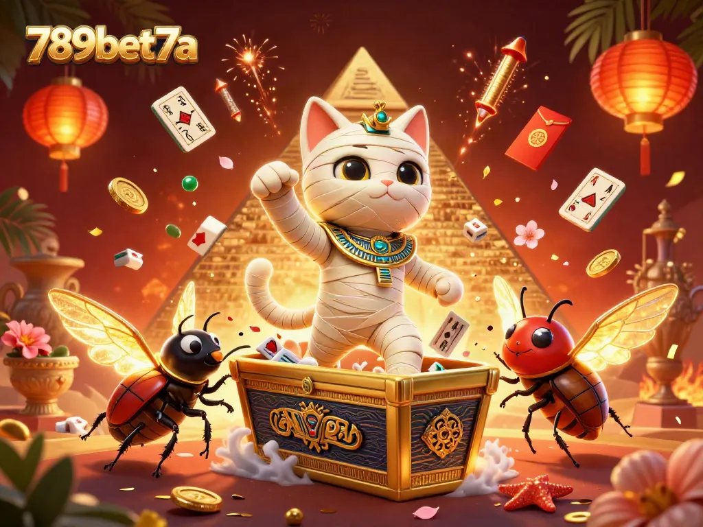Experience thrilling gaming at 789bet7a with playful Egyptian-themed visuals and dynamic casino elements.