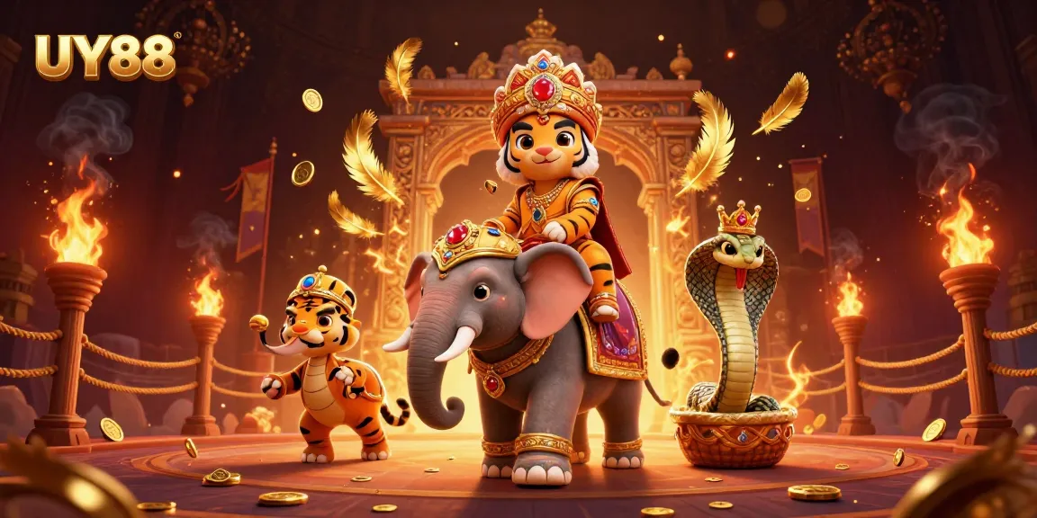 Engage in thrilling online gaming at UY88 with immersive 3D casino-themed illustration.