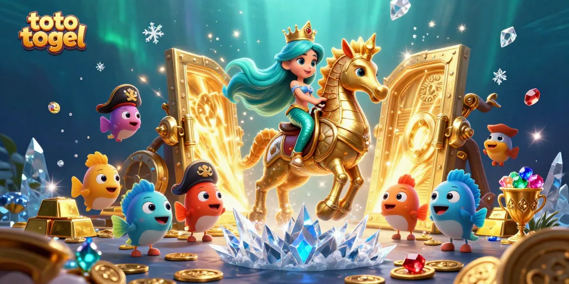 Experience thrilling toto togel action as a mermaid princess and giant seahorse uncover treasures.
