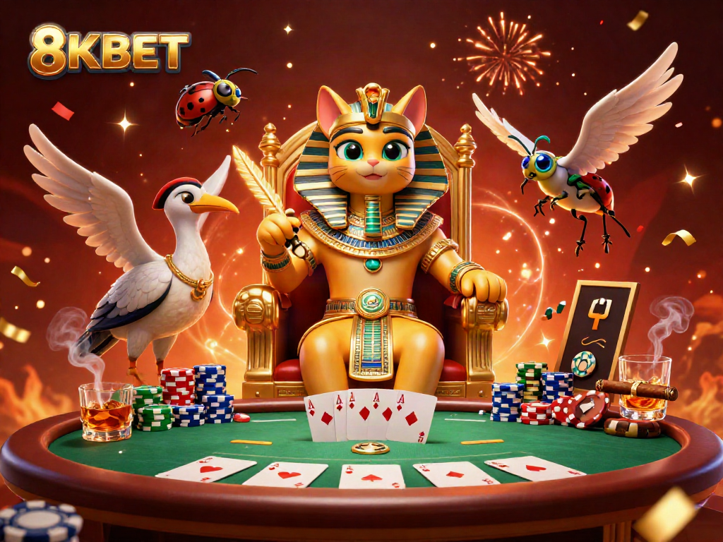 Play and win at 8KBET with an Egyptian-themed online casino adventure featuring vibrant characters and rich game elements.