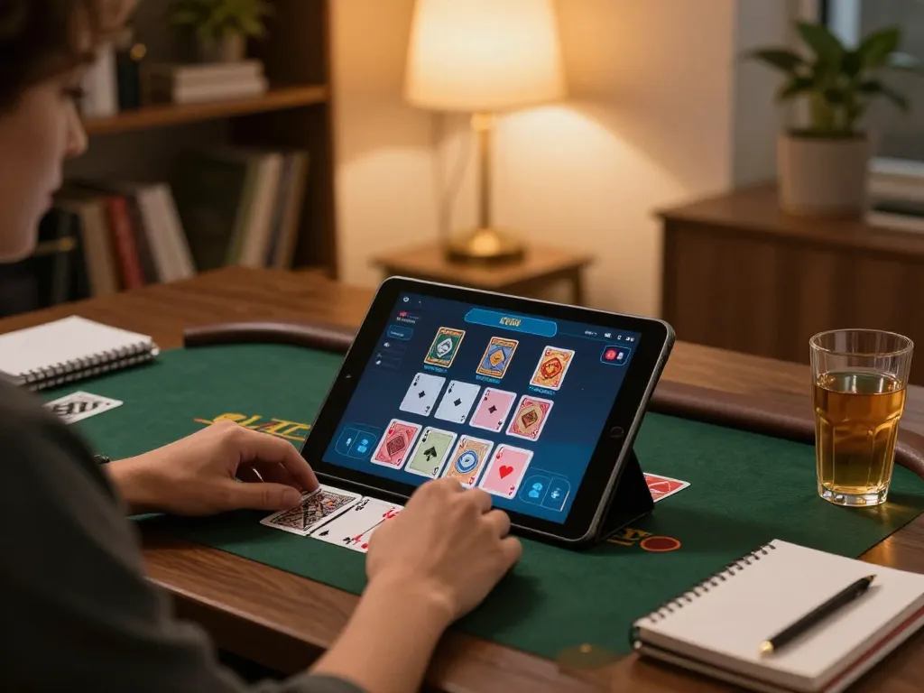 Engaging in live dealer blackjack on a tablet for sunwin gaming, showcasing strategic betting.