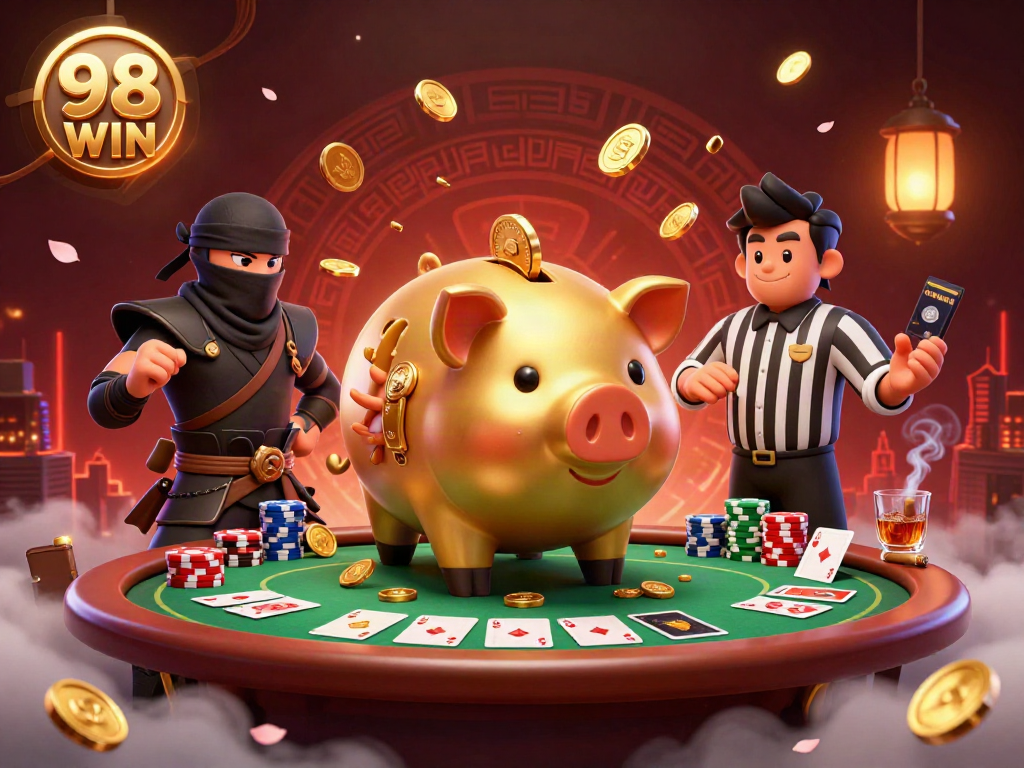 Experience thrilling moments with 98 WIN through an engaging casino scene filled with excitement.