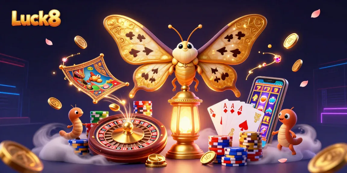 Experience Luck8 with vibrant casino scenes, golden coins, and thrilling gaming elements.
