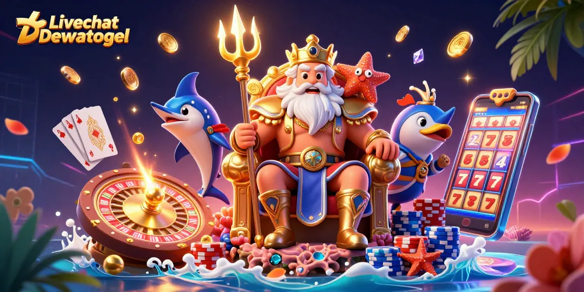 Engage in thrilling gameplay with Livechat Dewatogel, featuring vibrant casino elements and dynamic characters.
