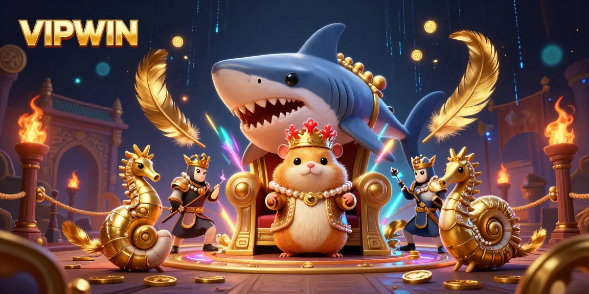 Experience thrilling gameplay at VIPWIN with golden hamster king in an electrifying casino scene.