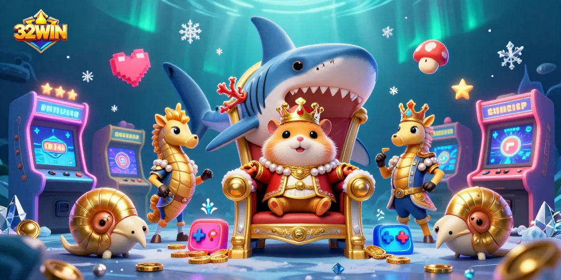 Experience thrilling gameplay at 32WIN with a dynamic underwater scene featuring vibrant gaming elements.
