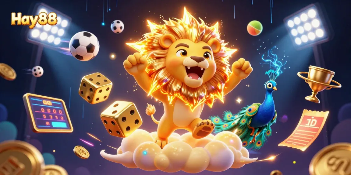 Experience the excitement of Hay88 with this vibrant and dynamic illustration showcasing captivating casino elements.