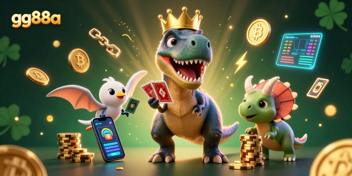 Engage with the gg88a casino world as T-Rex shuffles cards, a pterodactyl assists, and chips stack high.