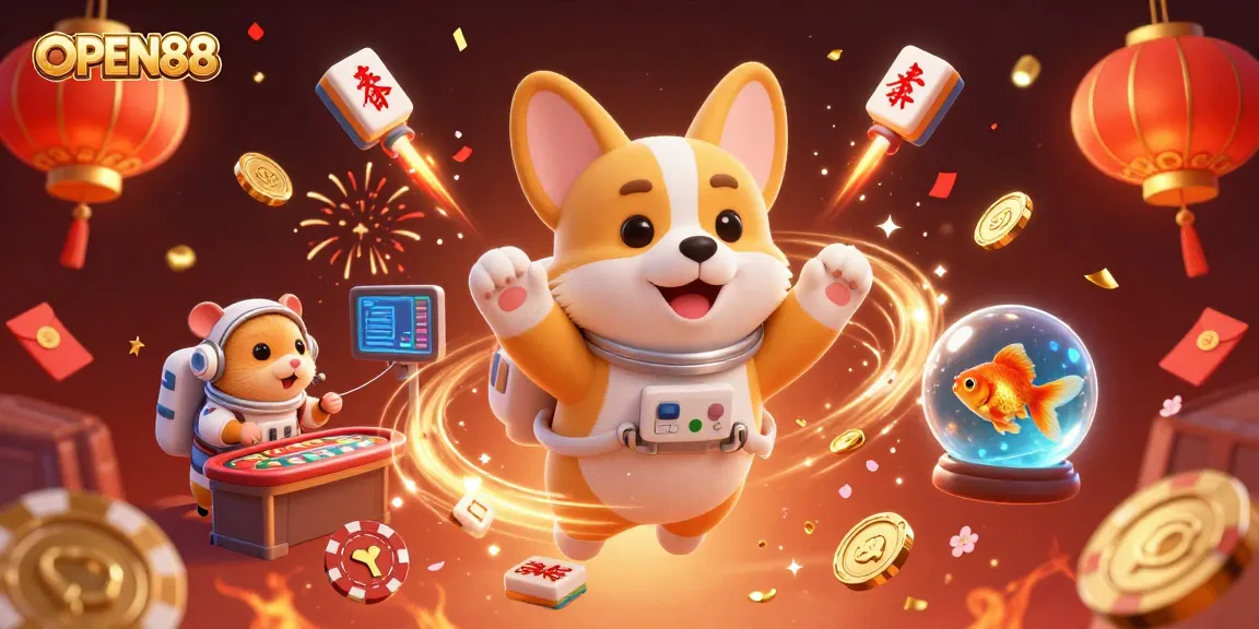 OPEN88 interactive experience showcasing a vibrant space casino scene with colorful elements.