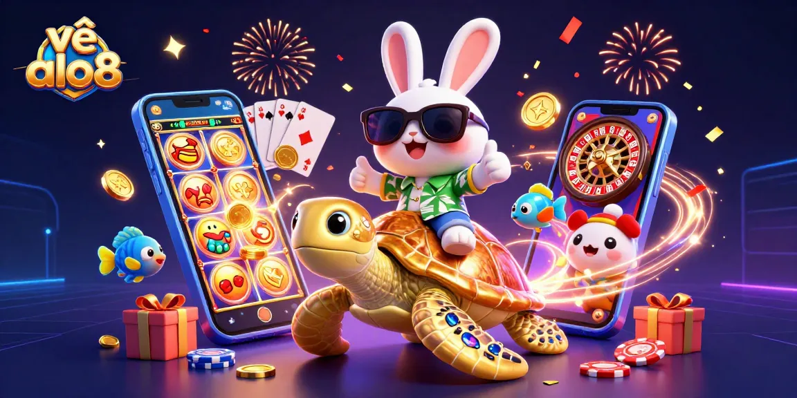 Experience thrilling adventures in về alo8 with a cartoon rabbit and golden turtle while winning big!