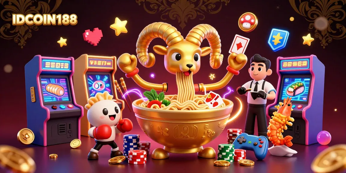 Experience excitement with IDCOIN188 as cartoon characters deal cards and stack chips in a vibrant casino.