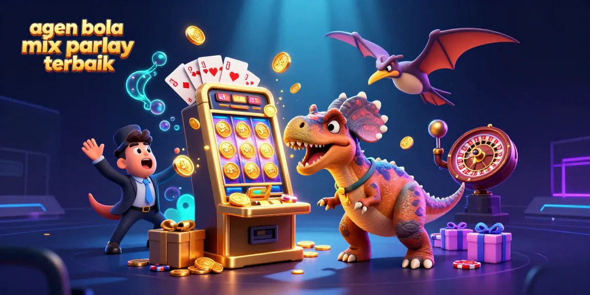 A thrilling scene depicting agen bola mix parlay terbaik featuring a pachycephalosaurus and golden slot machine with dynamic casino elements.
