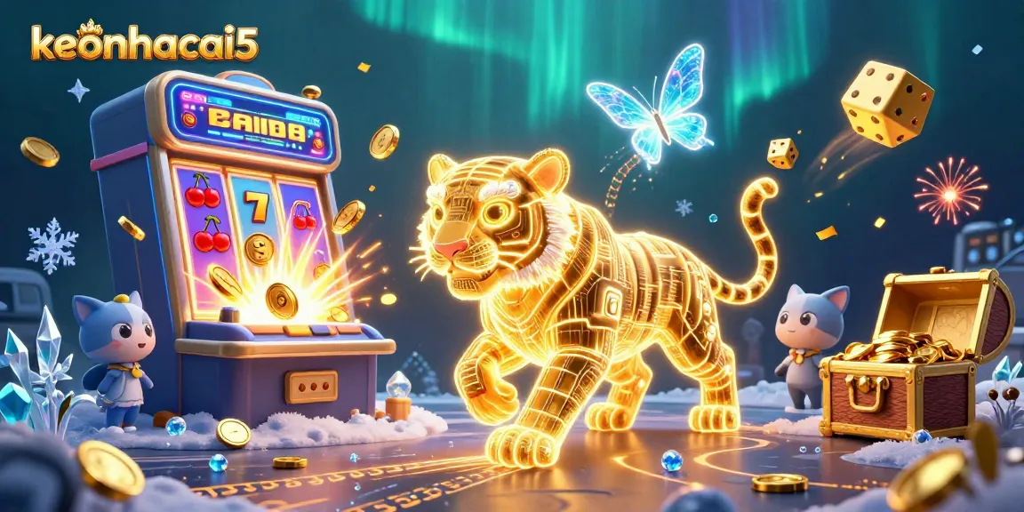 Explore winning strategies with keonhacai5 as the neon tiger navigates a vibrant casino world.